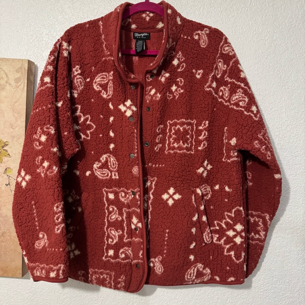 Wrangler Ladies Burnt Henna Sherpa Jacket size large